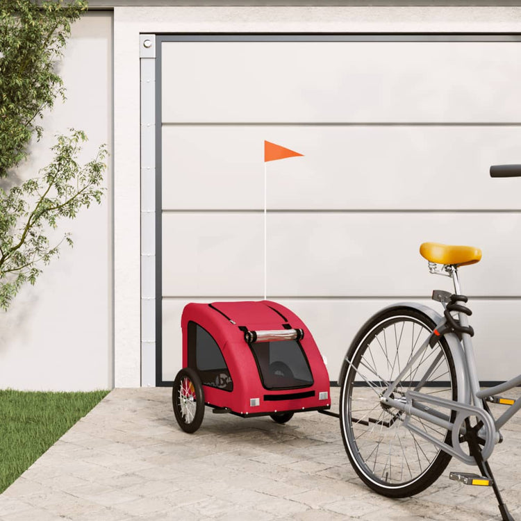 Vidaxl Dog Bike Trailer Oxford Fabric und Eisenrot
