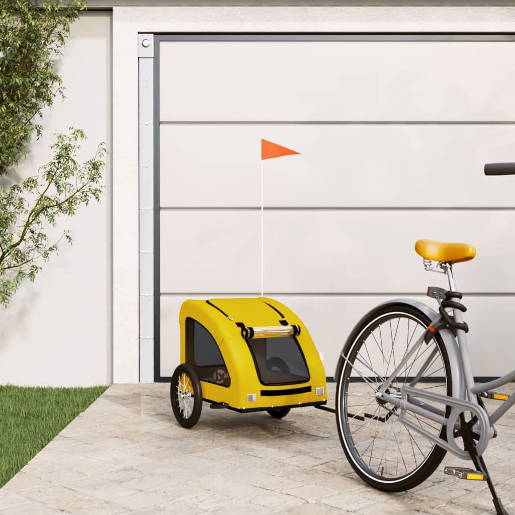 Vidaxl Dog Bike Trailer Oxford Fabric und Eisengelb