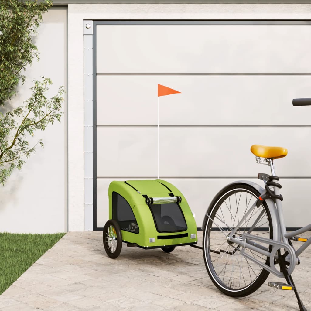 Vidaxl Dog Bike Trailer Oxford Fabric und Eisengrün