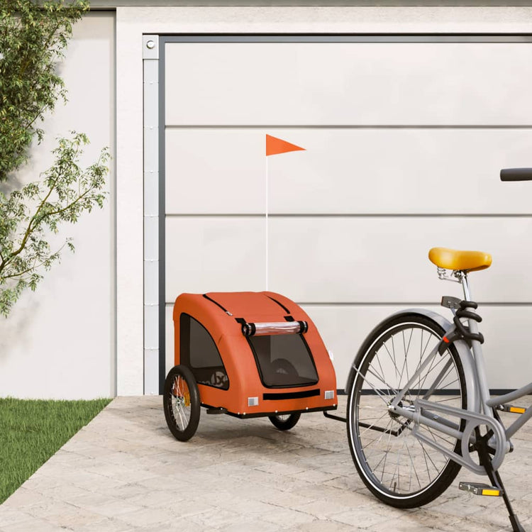 Vidaxl Dog Bike Trailer Oxford Fabric und Eisenorange