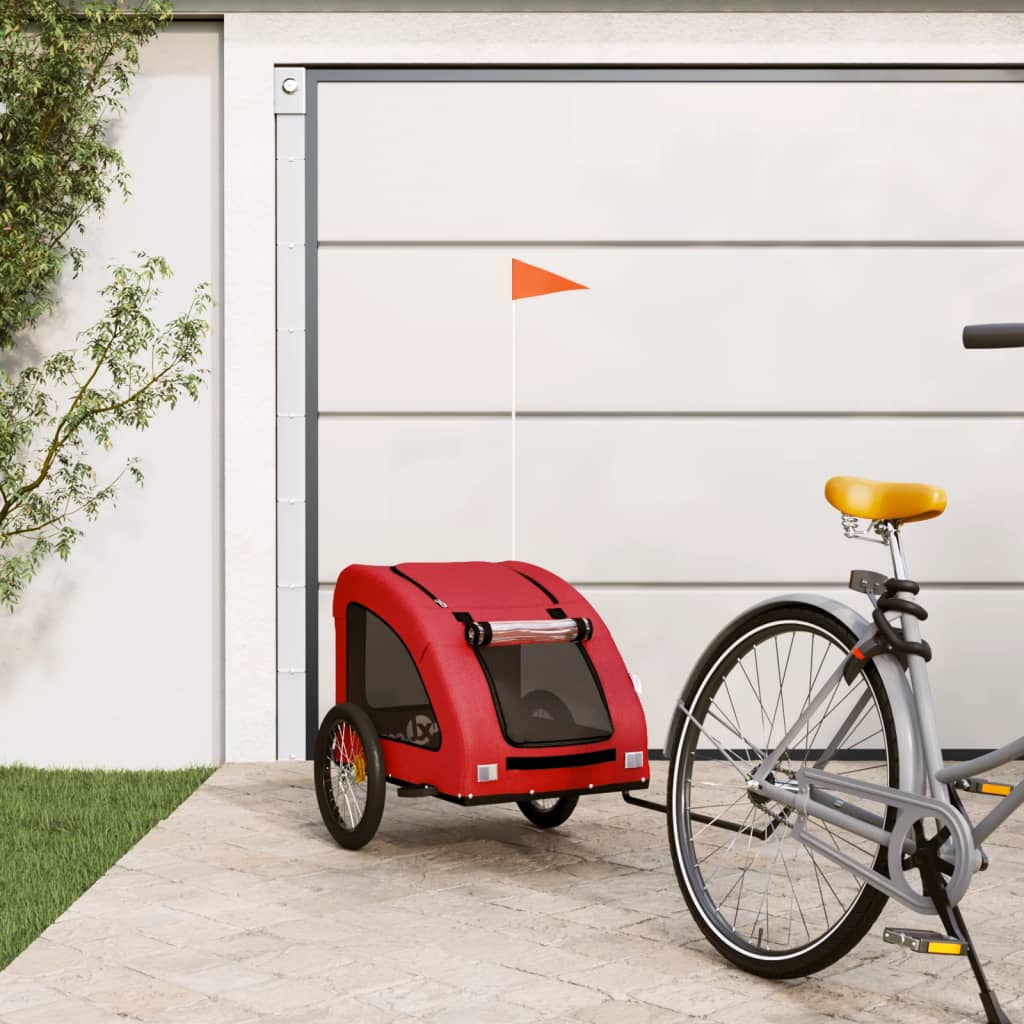 Vidaxl Dog Bike Trailer Oxford Fabric und Eisenrot