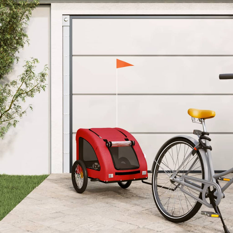Vidaxl Dog Bike Trailer Oxford Fabric und Eisenrot