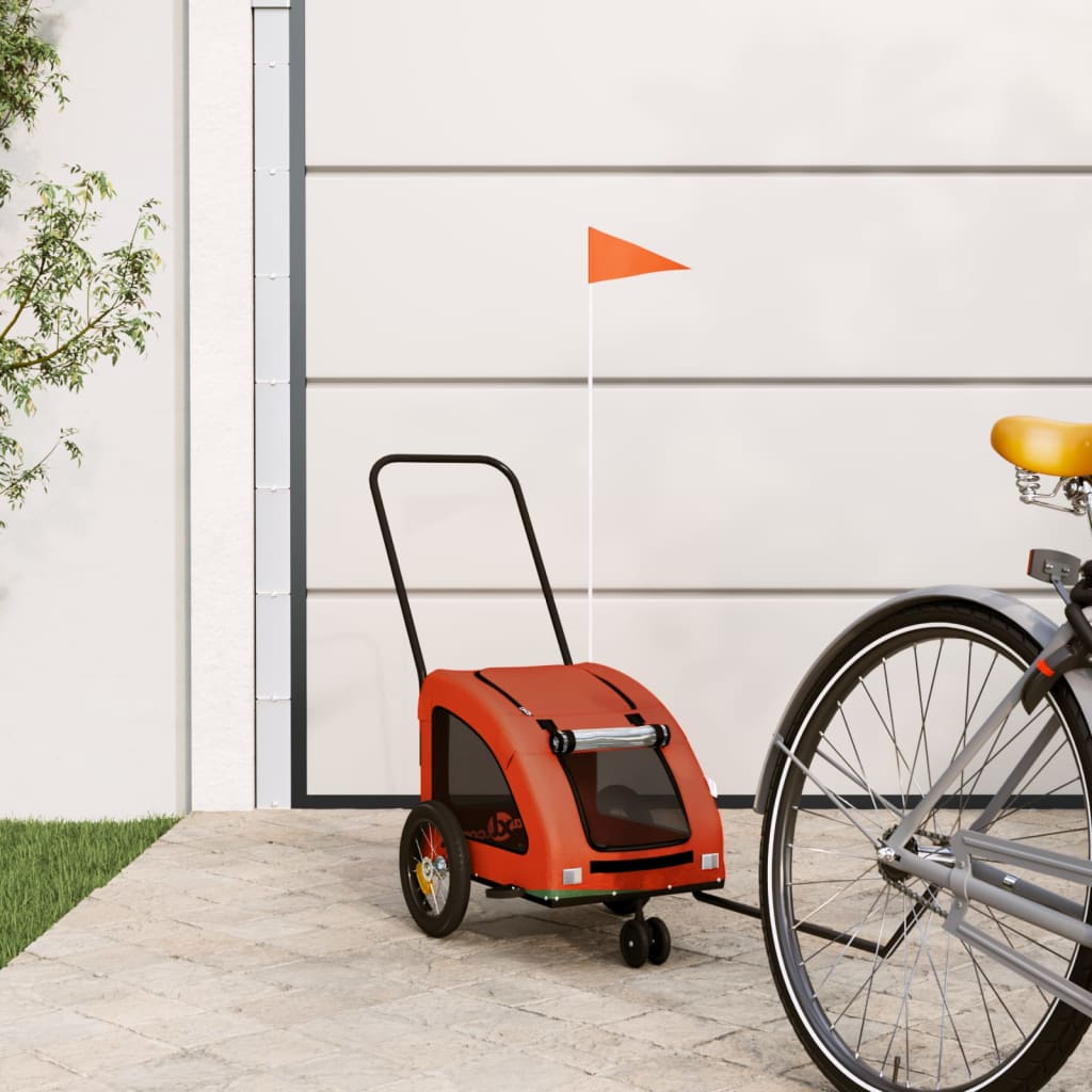 Vidaxl Dog Bike Trailer Oxford Fabric und Eisenorange und Grau