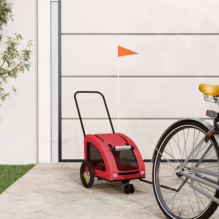 Vidaxl Dog Bike Trailer Oxford Fabric und Eisenrot