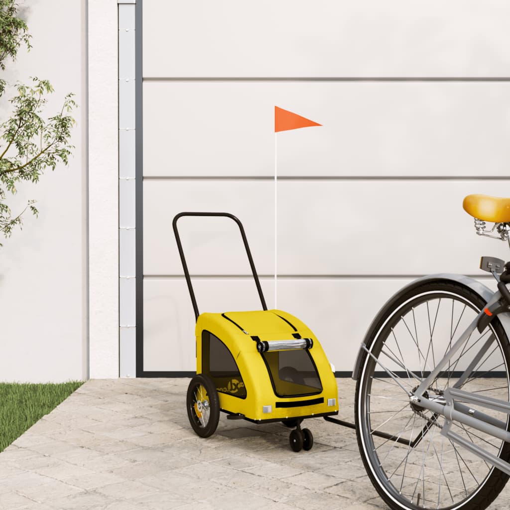 Vidaxl Dog Bike Trailer Oxford Fabric und Eisengelb