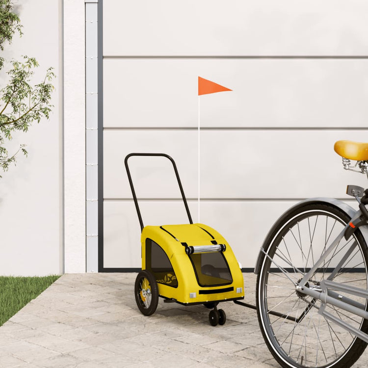 Vidaxl Dog Bike Trailer Oxford Fabric und Eisengelb