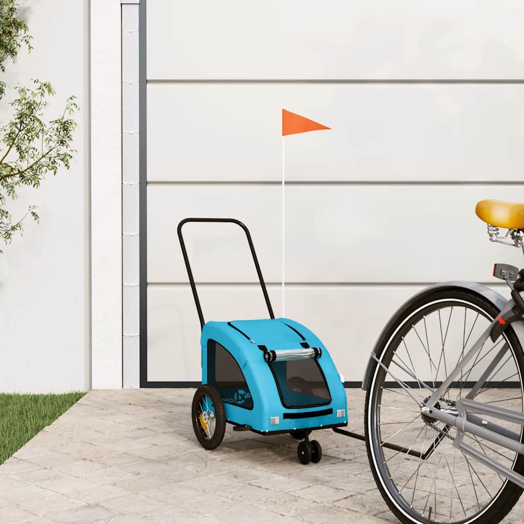 Vidaxl Dog Bike Trailer Oxford Fabric und Eisenblau
