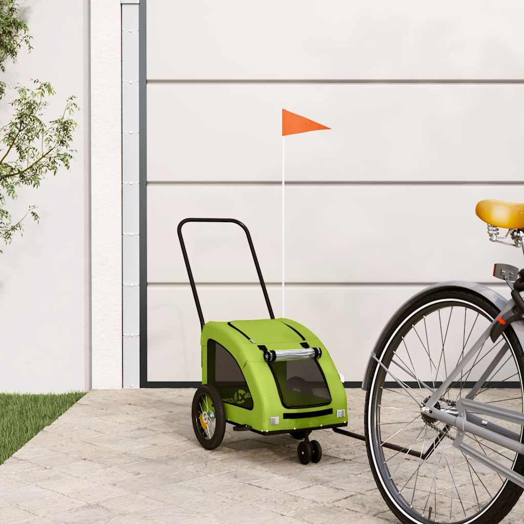 Vidaxl Dog Bike Trailer Oxford Fabric und Eisengrün
