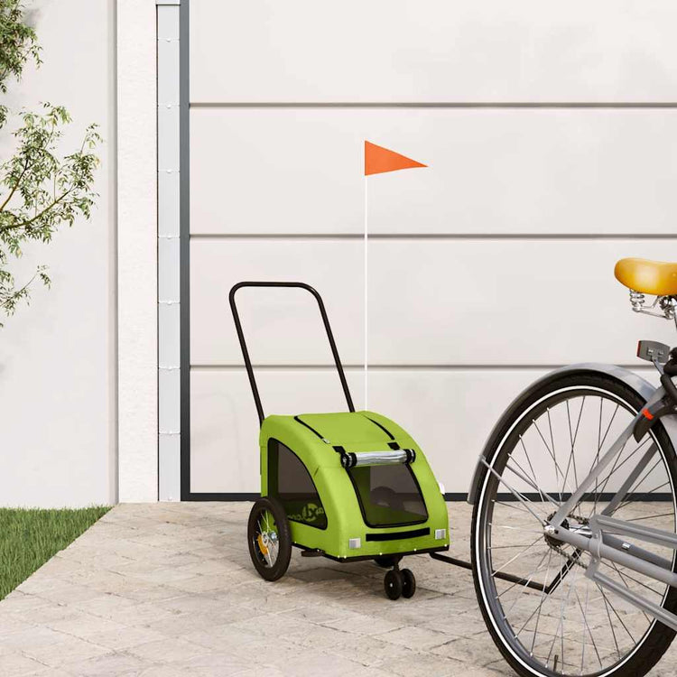 Vidaxl Dog Bike Trailer Oxford Fabric und Eisengrün