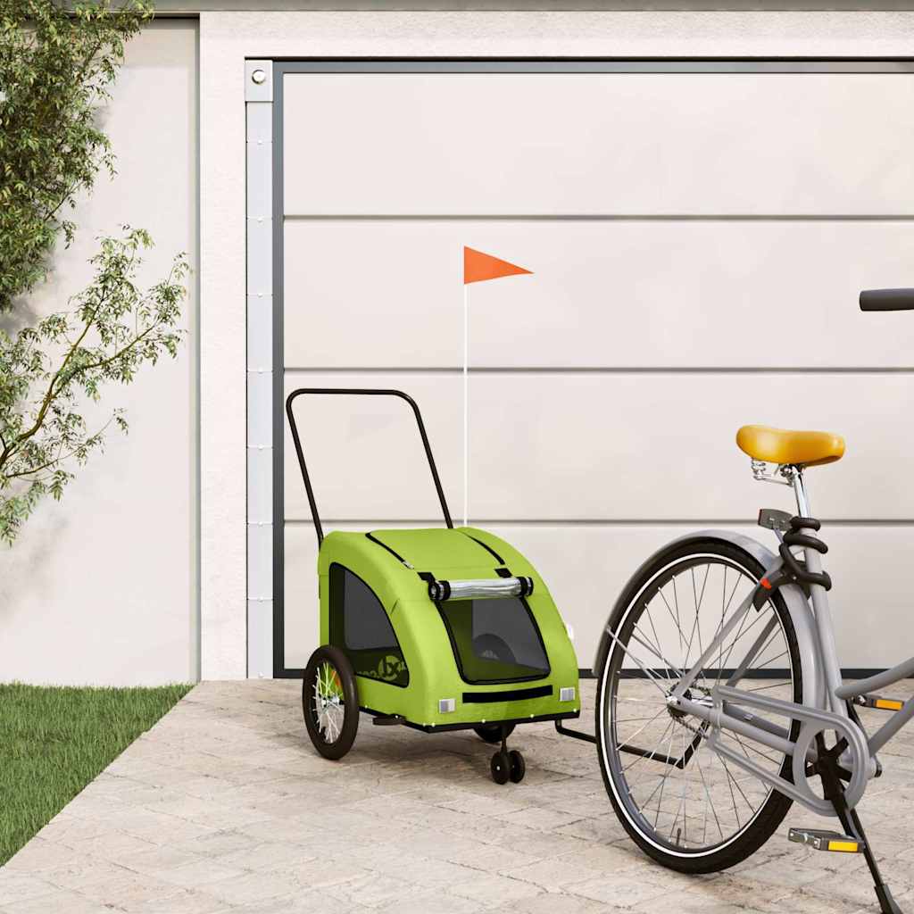 Vidaxl Dog Bike Trailer Oxford Fabric und Eisengrün