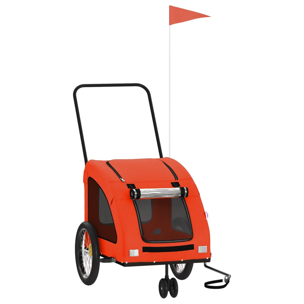Vidaxl Dog Bike Trailer Oxford Fabric und Eisenorange und Grau