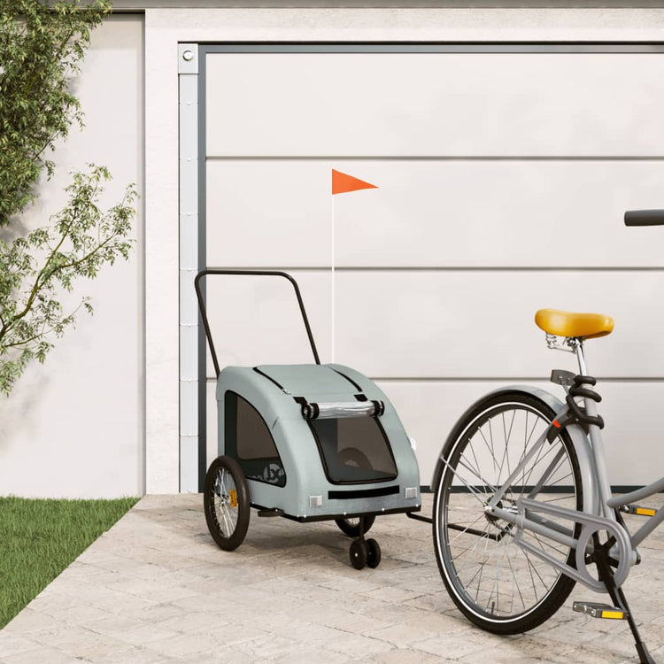 Vidaxl Dog Bike Trailer Oxford Fabric und Eisengrau