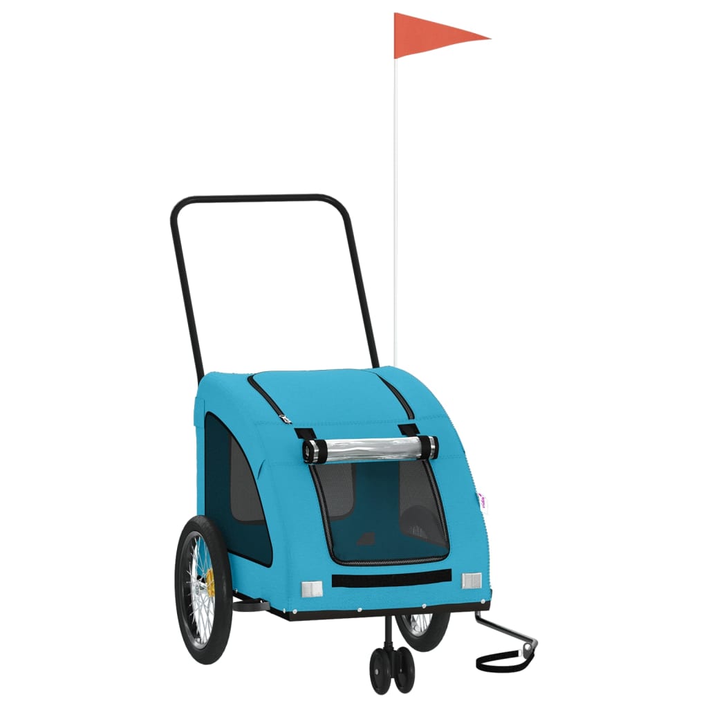 Vidaxl Dog Bike Trailer Oxford Fabric und Eisenblau