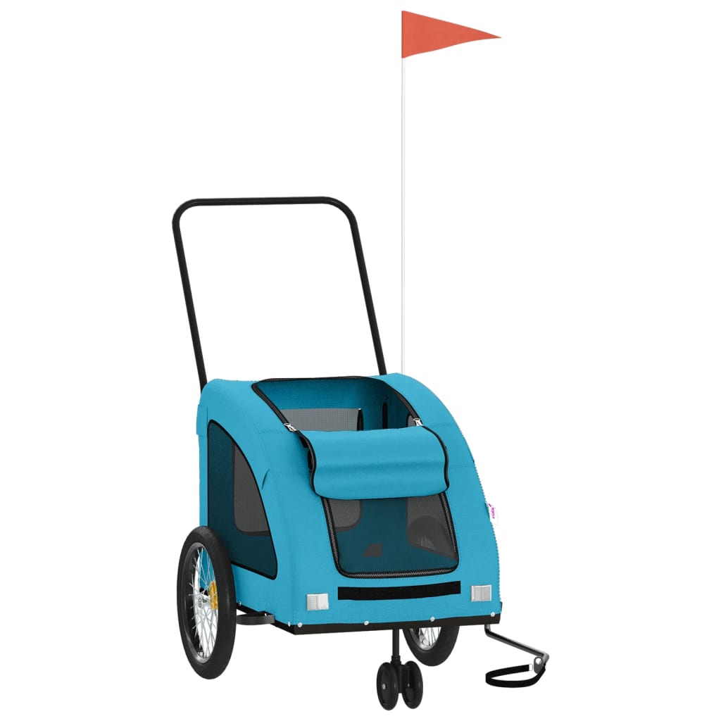 Vidaxl Dog Bike Trailer Oxford Fabric und Eisenblau