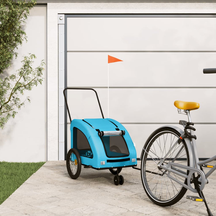 Vidaxl Dog Bike Trailer Oxford Fabric und Eisenblau