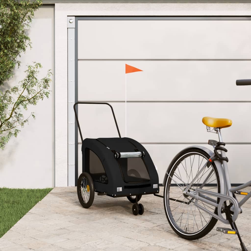 Vidaxl Dog Bike Trailer Oxford Fabric und Eisenschwarz