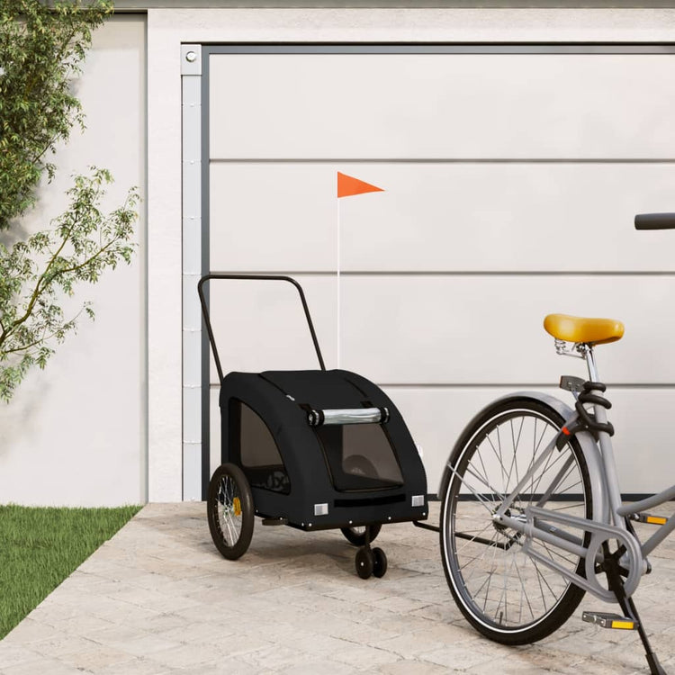 Vidaxl Dog Bike Trailer Oxford Fabric und Eisenschwarz