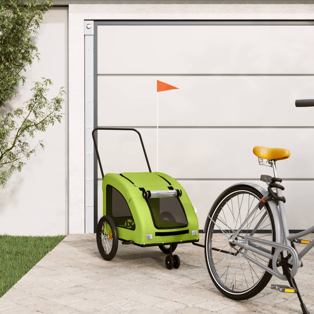 Vidaxl Dog Bike Trailer Oxford Fabric und Eisengrün