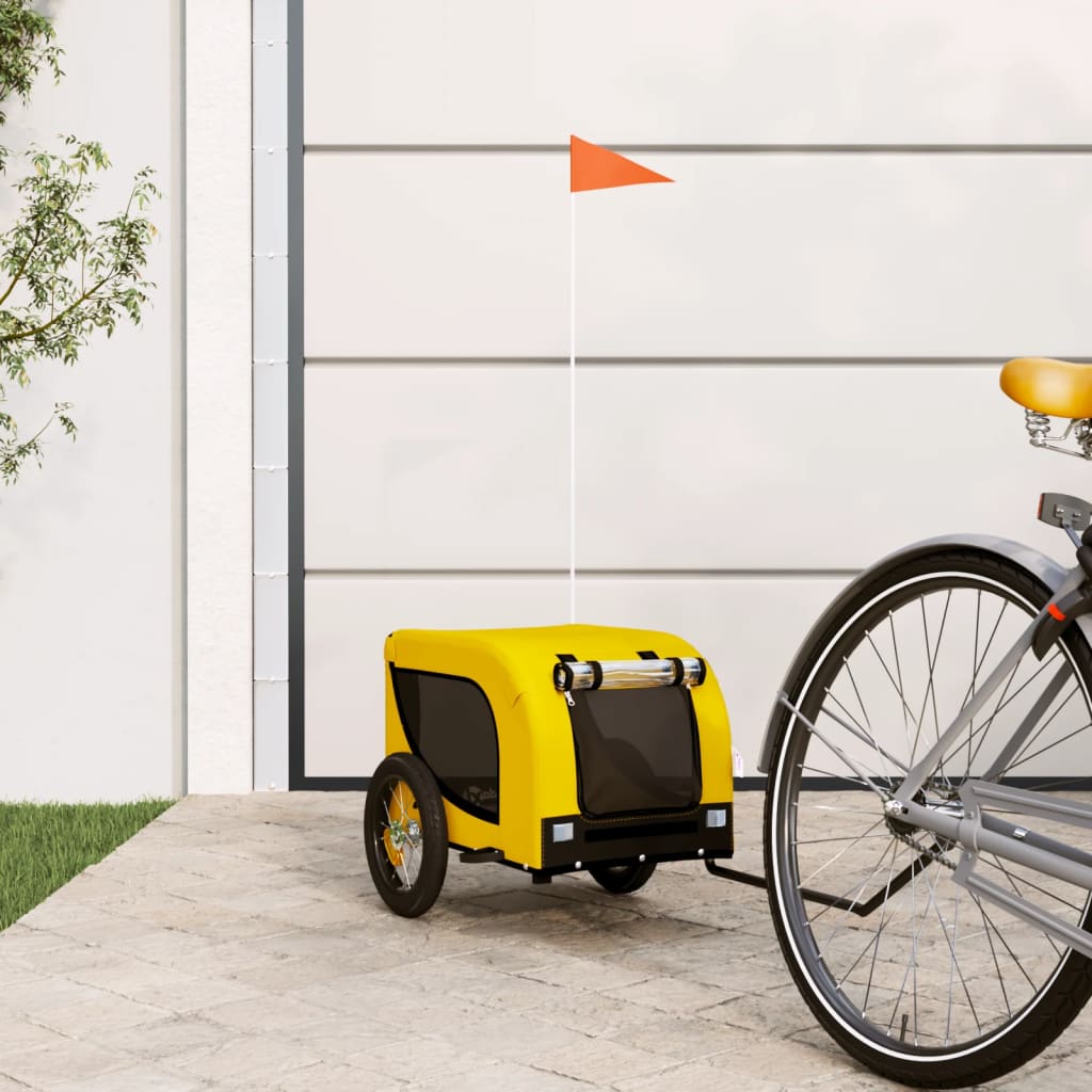 Vidaxl Dog Bike Trailer Oxford Stoff und Eisengelb und Schwarz