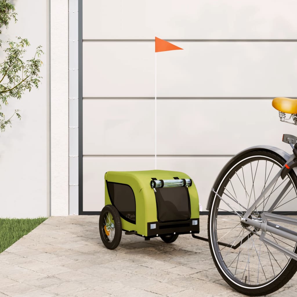 Vidaxl Dog Bike Trailer Oxford Fabric und Eisengrün und Schwarz