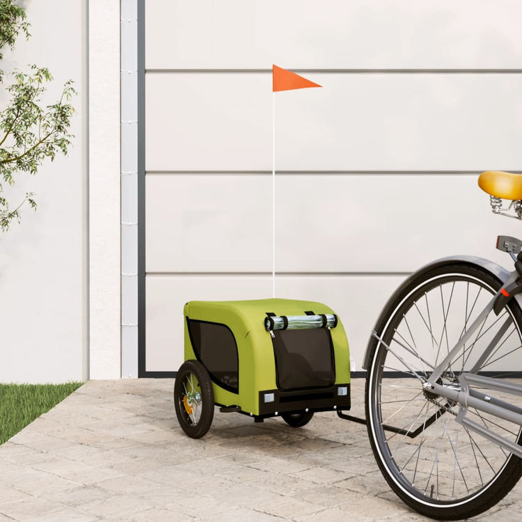 Vidaxl Dog Bike Trailer Oxford Fabric und Eisengrün und Schwarz