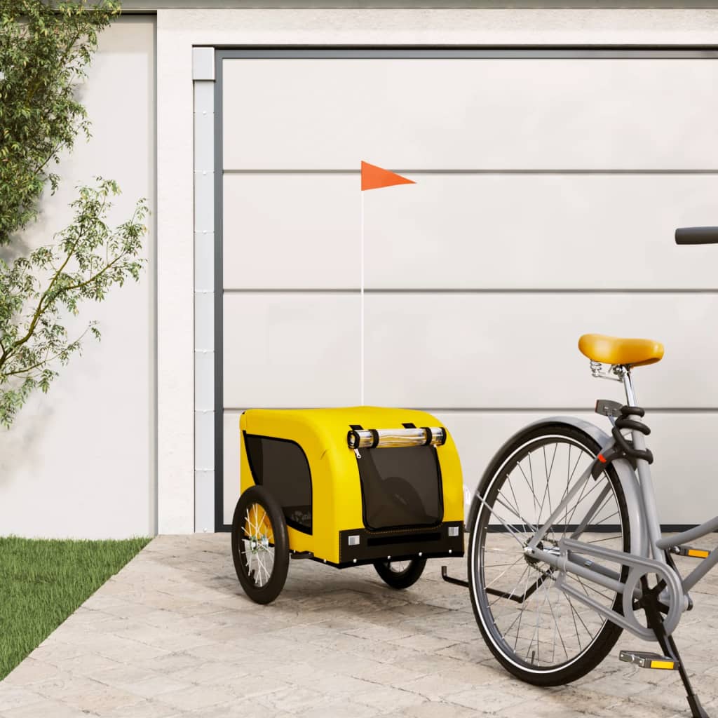 Vidaxl Dog Bike Trailer Oxford Stoff und Eisengelb und Schwarz