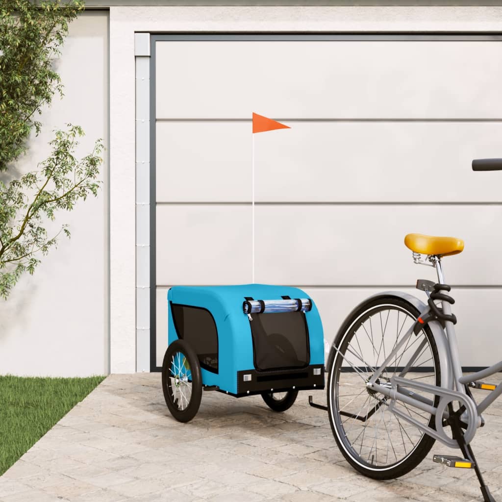 Vidaxl Dog Bike Trailer Oxford Stoff und Eisenblau und Schwarz