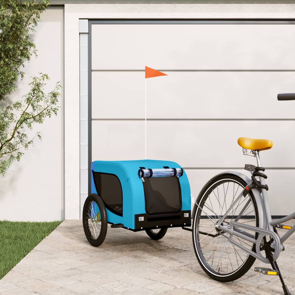 Vidaxl Dog Bike Trailer Oxford Stoff und Eisenblau und Schwarz
