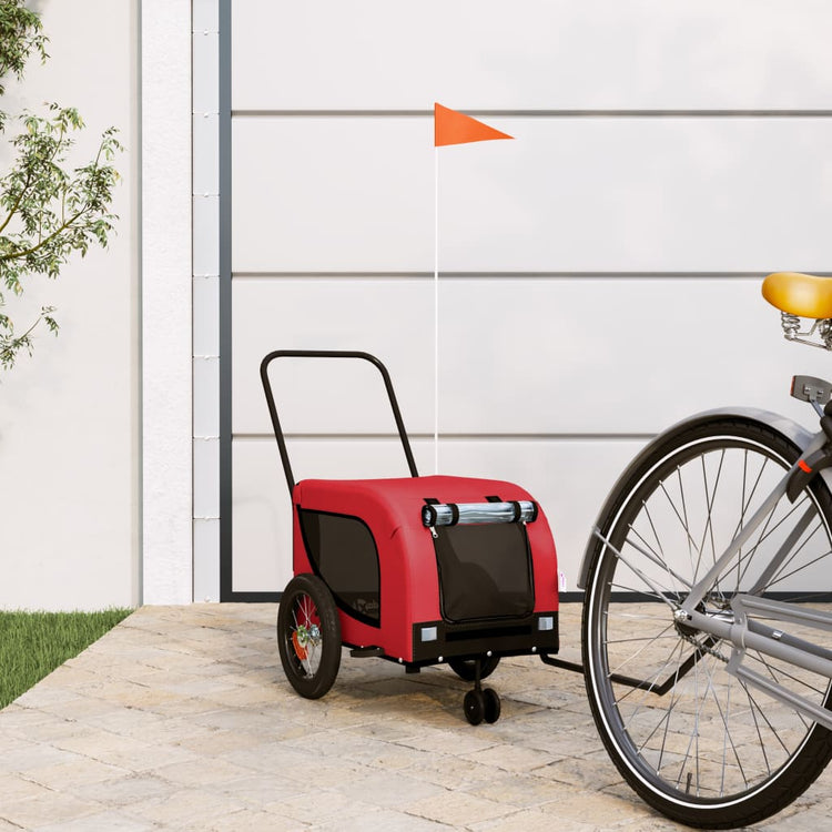 Vidaxl Dog Bike Trailer Oxford Fabric und Eisenrot und Schwarz