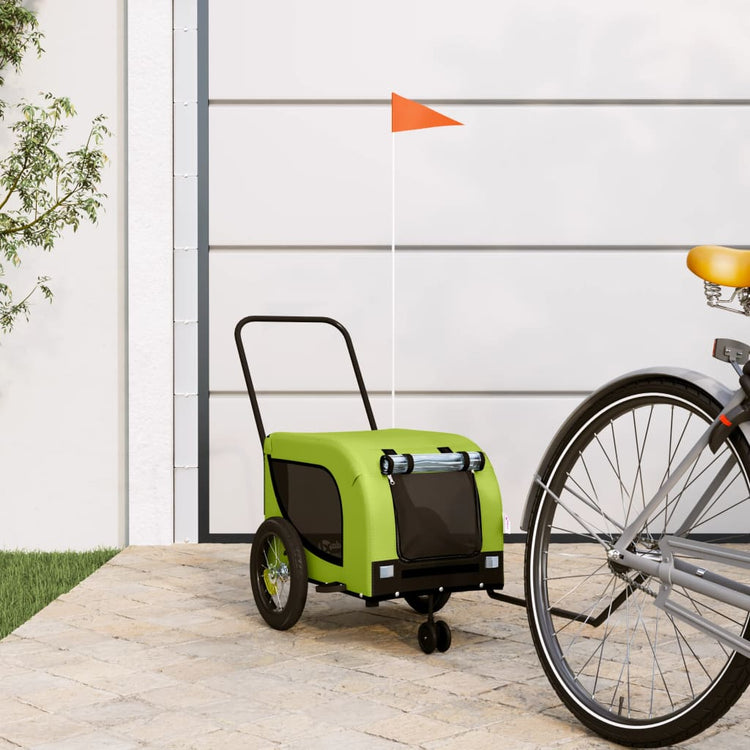 Vidaxl Dog Bike Trailer Oxford Fabric und Eisengrün und Schwarz