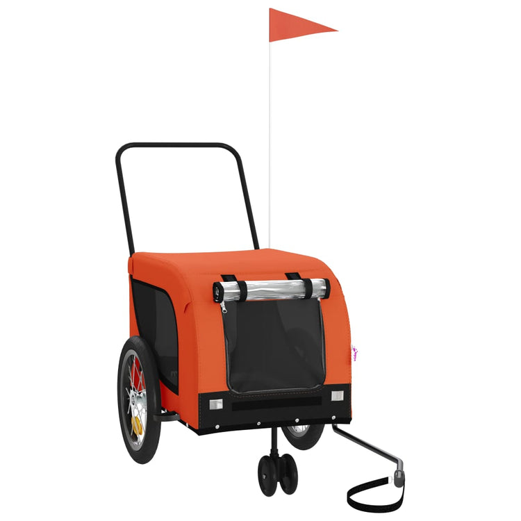 Vidaxl Dog Bike Trailer Oxford Stoff und Eisenorange und Schwarz