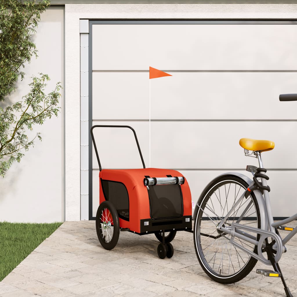 Vidaxl Dog Bike Trailer Oxford Stoff und Eisenorange und Schwarz
