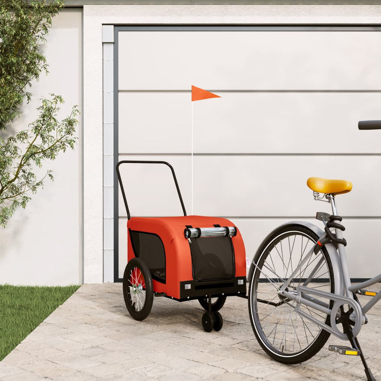 Vidaxl Dog Bike Trailer Oxford Stoff und Eisenorange und Schwarz