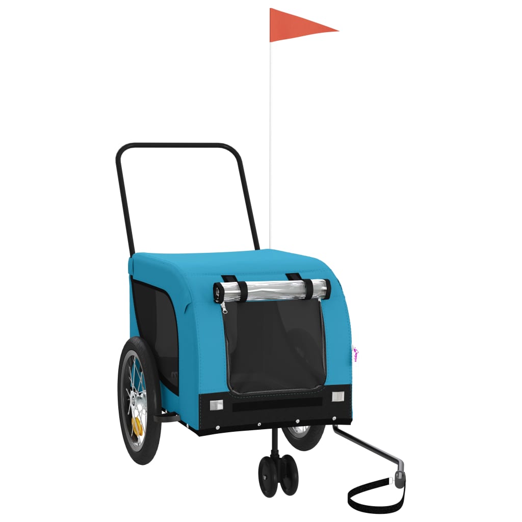 Vidaxl Dog Bike Trailer Oxford Stoff und Eisenblau und Schwarz