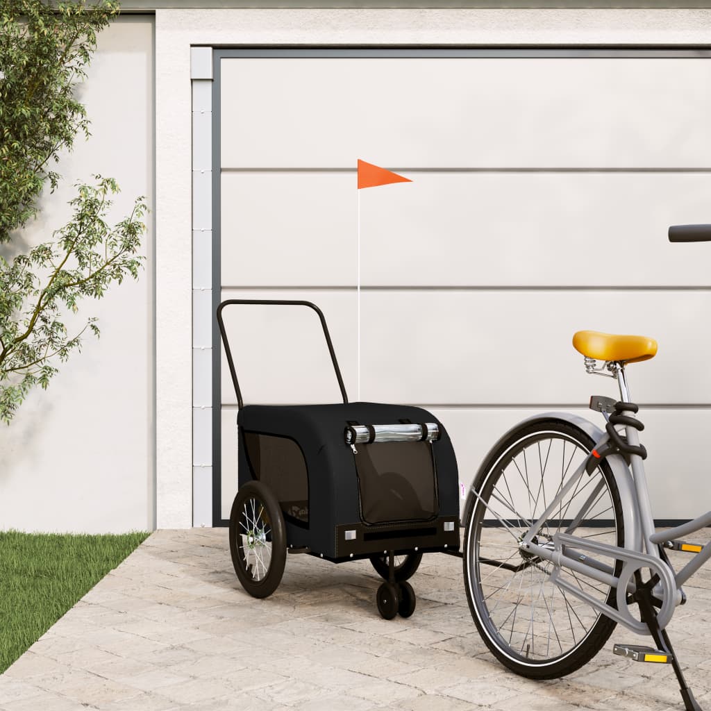 Vidaxl Dog Bike Trailer Oxford Fabric und Eisenschwarz