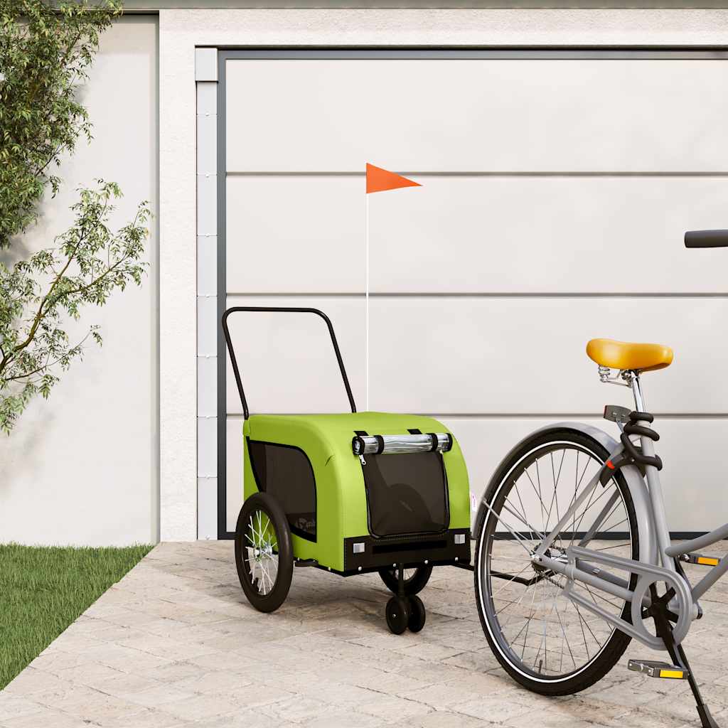 Vidaxl Dog Bike Trailer Oxford Fabric und Eisengrün und Schwarz