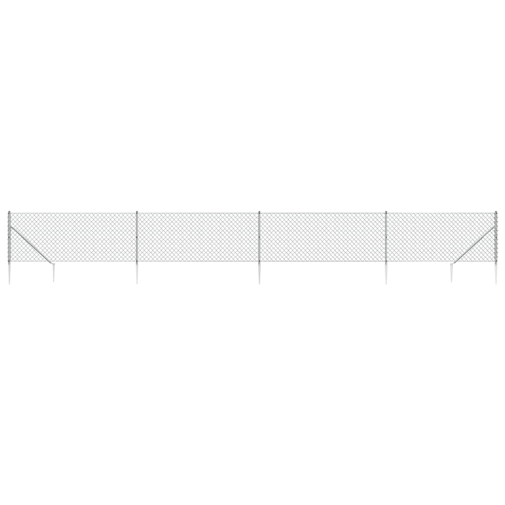 Vidaxl -Netzzaun mit Erdanker 1,1 x 10 m silberfarben
