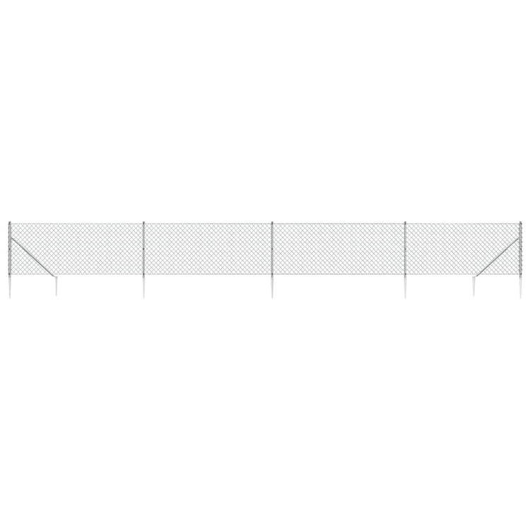 Vidaxl -Netzzaun mit Erdanker 1,1 x 10 m silberfarben