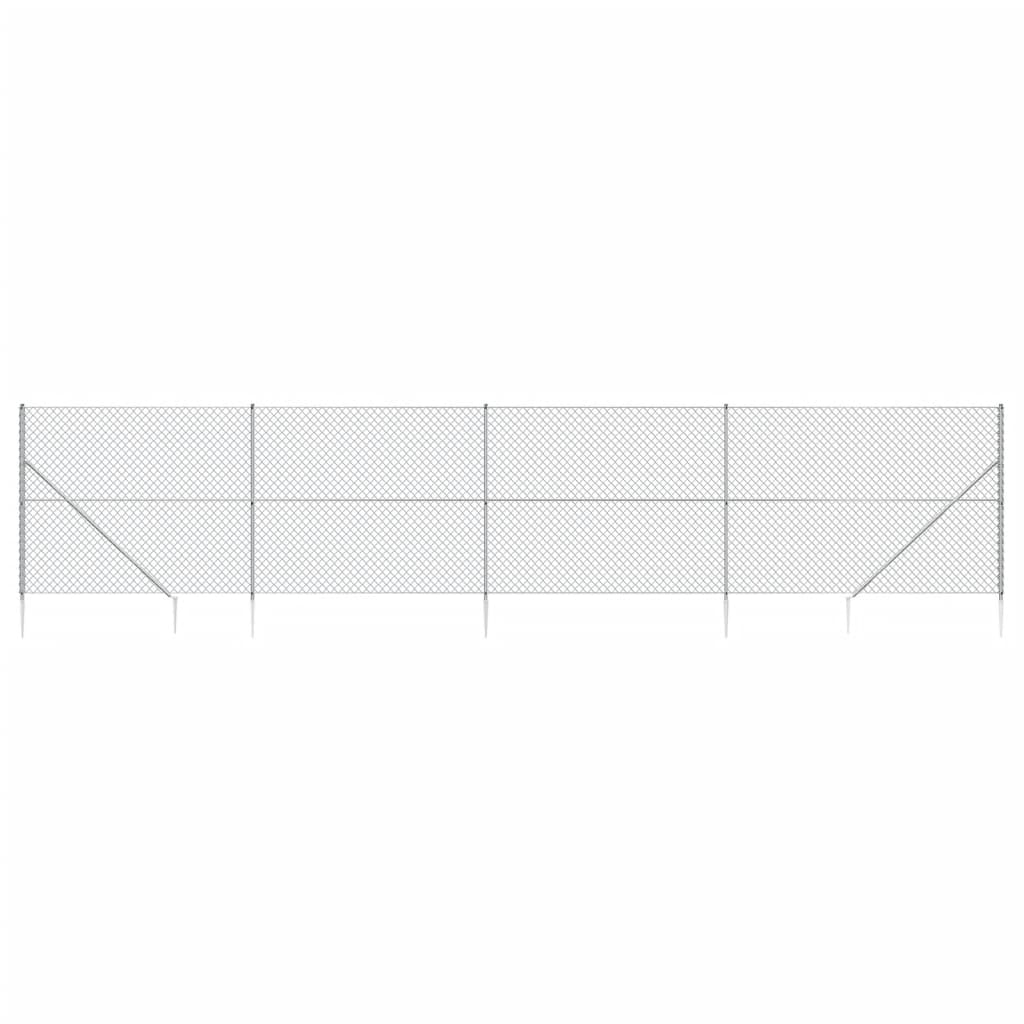 Vidaxl -Netzzaun mit Bodenanker 1,6 x 10 m silberfarben