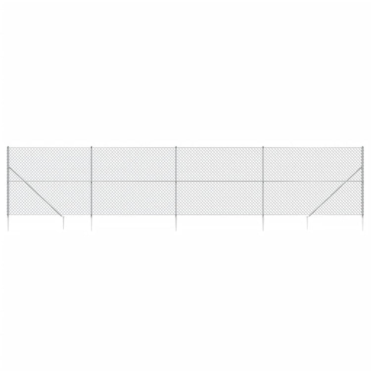 Vidaxl -Netzzaun mit Bodenanker 1,6 x 10 m silberfarben