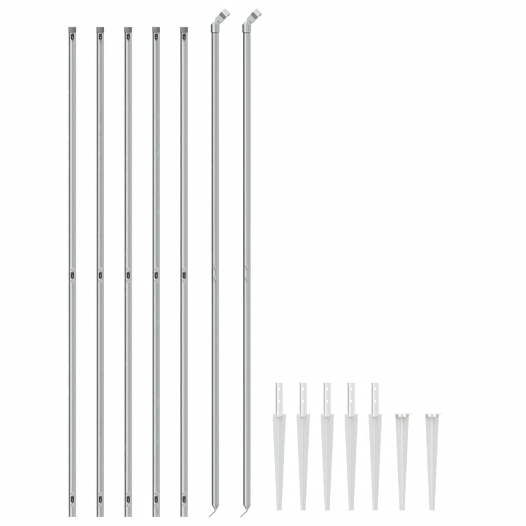 Vidaxl -Netzzaun mit Bodenanker 1,6 x 10 m silberfarben