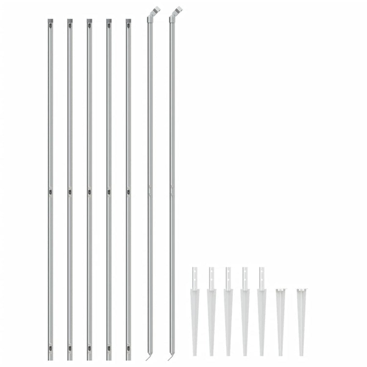 Vidaxl -Netzzaun mit Bodenanker 1,6 x 10 m silberfarben