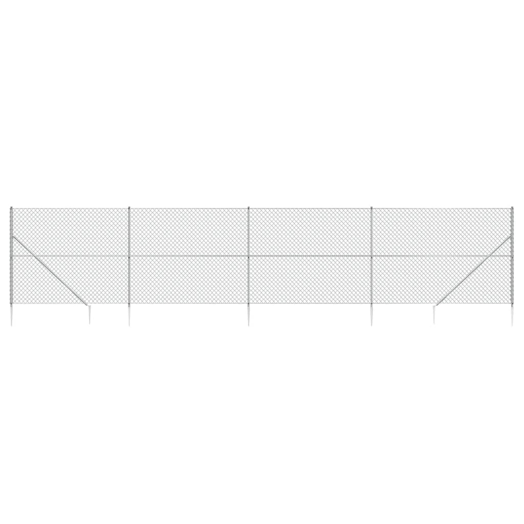 Vidaxl -Netzzaun mit Bodenanker 1,8 x 10 m silberfarben