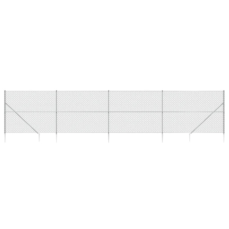 Vidaxl -Netzzaun mit gemahlenen Ankern 2,2 x 10 m silberfarben