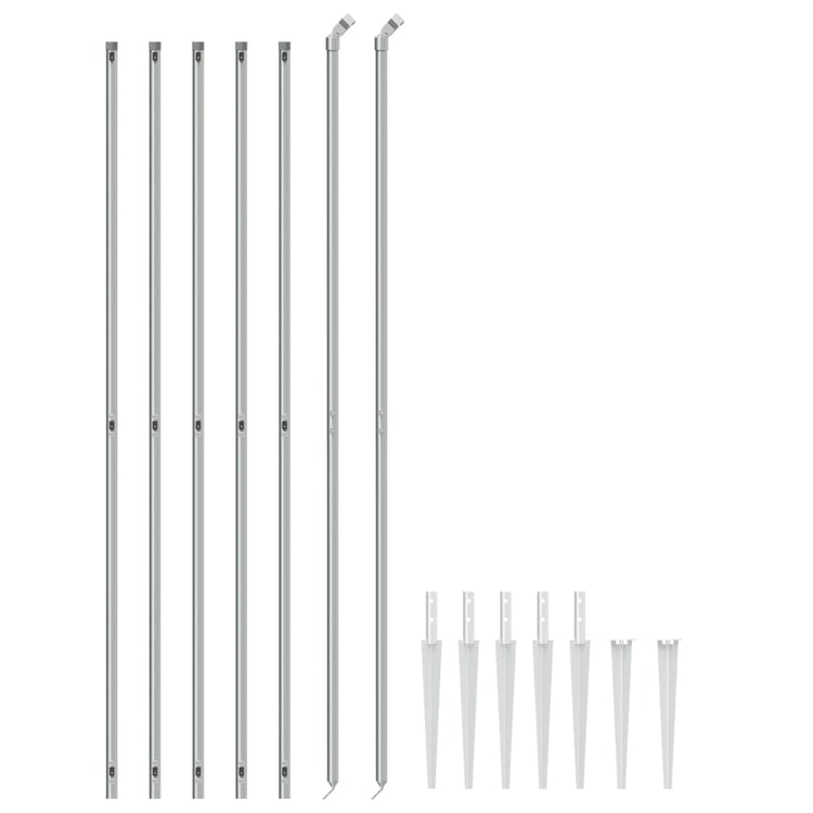 Vidaxl -Netzzaun mit gemahlenen Ankern 2,2 x 10 m silberfarben