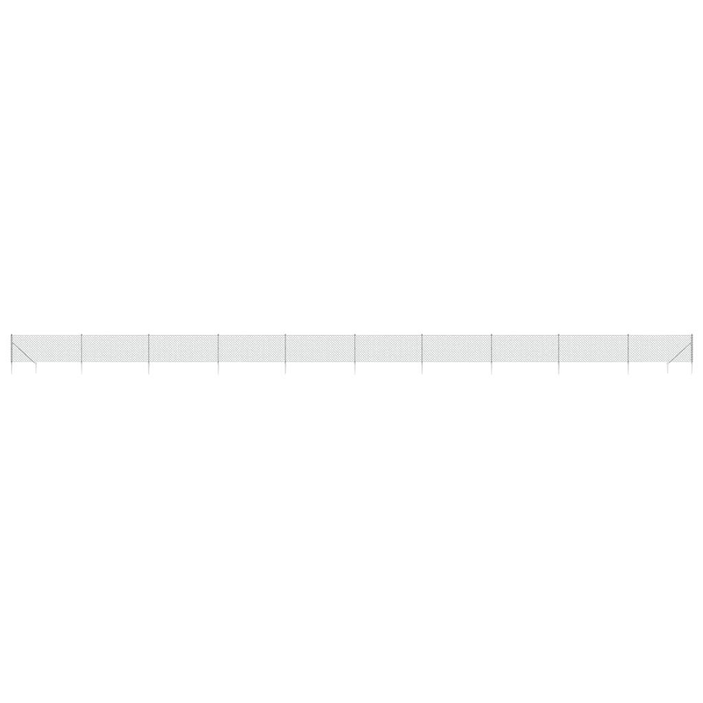 Vidaxl -Netzzaun mit Bodenanker 0,8 x 25 m silberfarben