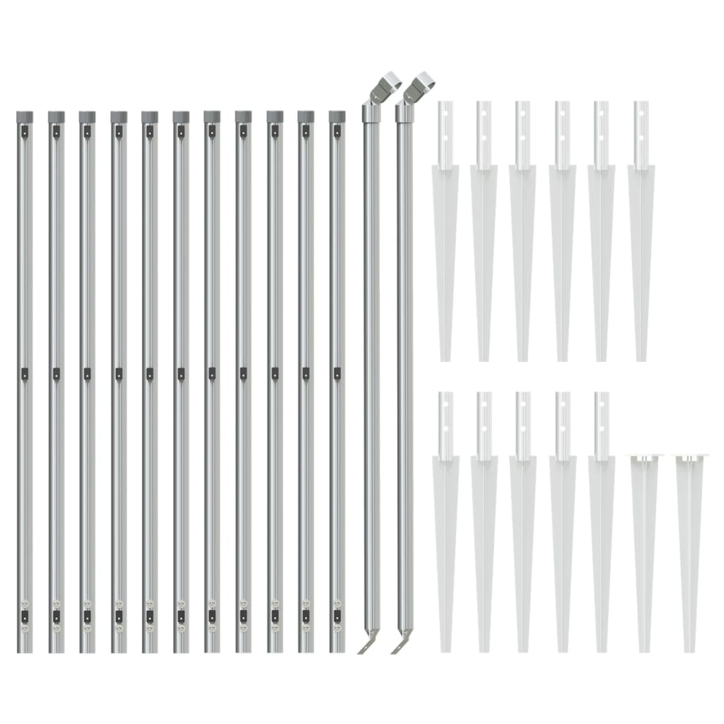 Vidaxl -Netzzaun mit Erdanker 1,1x25 m silberfarben
