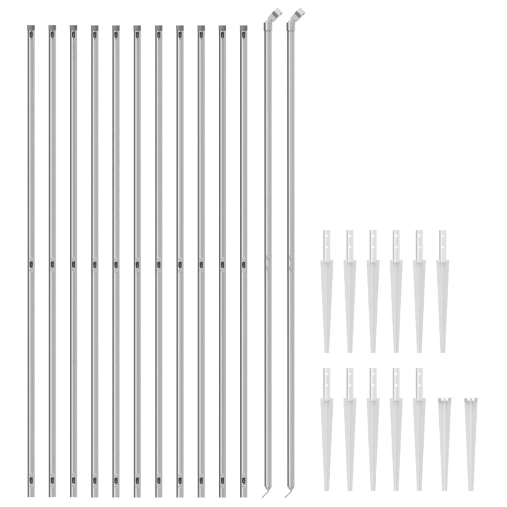 Vidaxl -Netzzaun mit Erdanker 1,4x25 m silberfarben