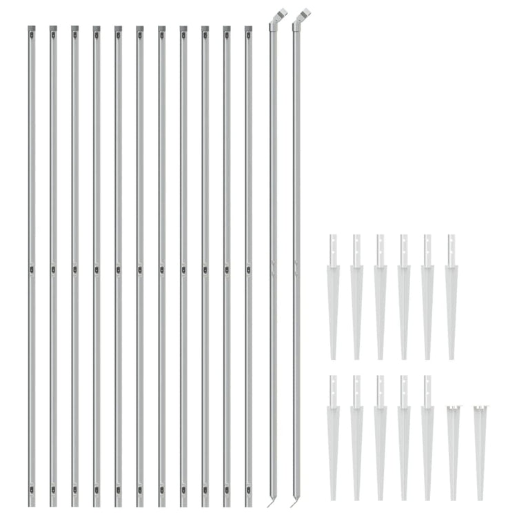 Vidaxl -Netzzaun mit Erdanker 1,4x25 m silberfarben