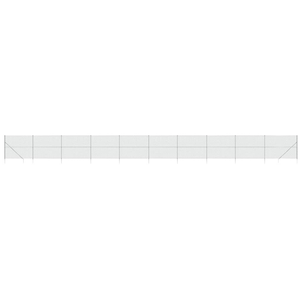 Vidaxl -Netzzaun mit Bodenanker 1,6x25 m silberfarben